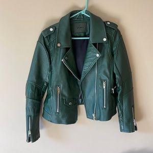 Dark Green Faux Leather Jacket